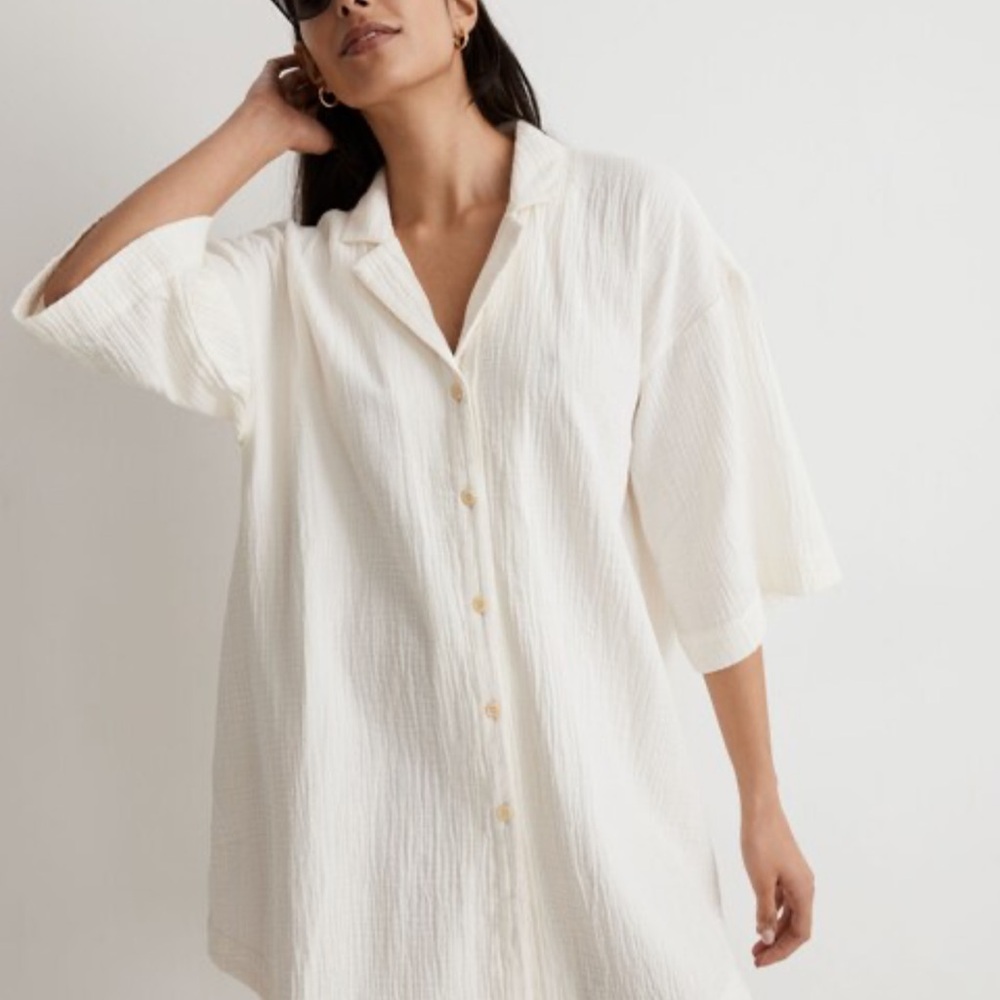 Madewell Crinkle Cotton Cover-up Mini Short Dress